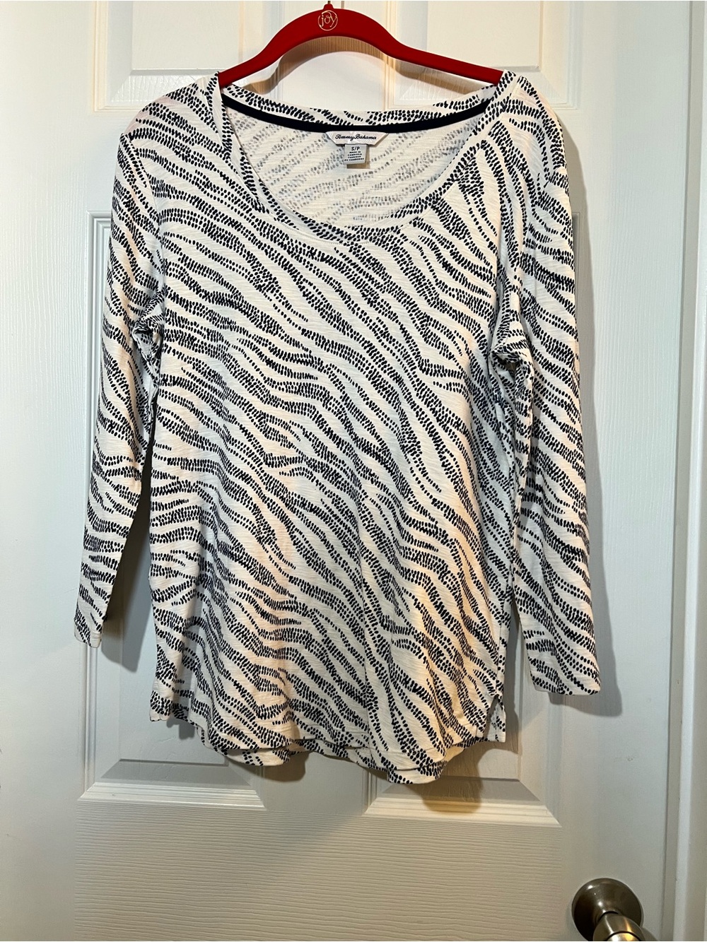 🦋 NWOT Tommy Bahama White and Navy Ashby isle Long Sleeve Tee size small